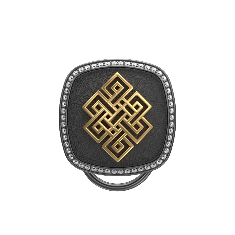 Infinity Luxe, Spiritual Button set with CZ Diamonds, 18kt Gold & Black Ruthenium Plating on Brass.