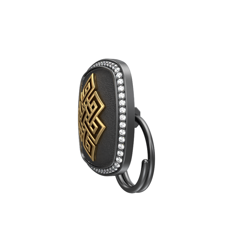 Infinity Luxe, Spiritual Button set with CZ Diamonds, 18kt Gold & Black Ruthenium Plating on Brass.