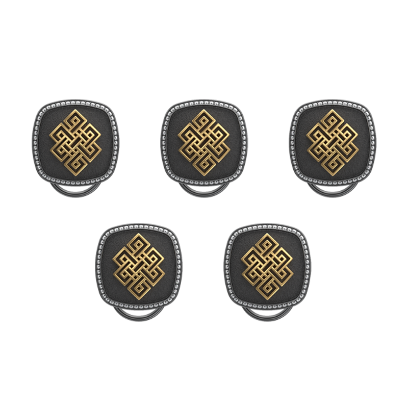 Infinity Luxe, Spiritual Button set with CZ Diamonds, 18kt Gold & Black Ruthenium Plating on Brass.