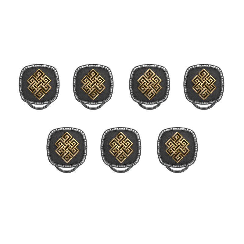 Infinity Luxe, Spiritual Button set with CZ Diamonds, 18kt Gold & Black Ruthenium Plating on Brass.