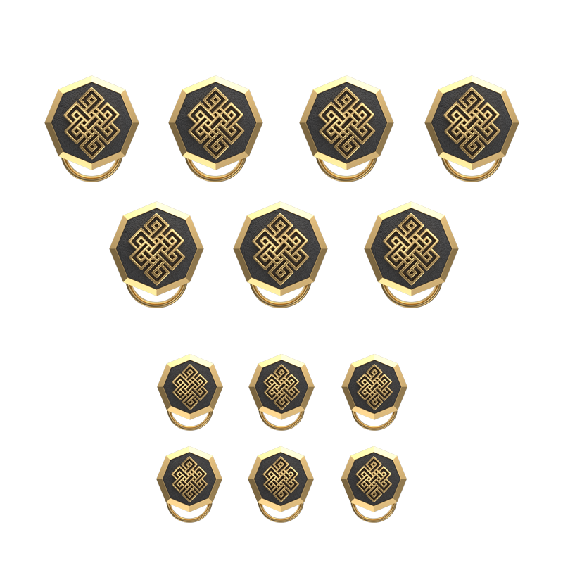 Infinity , Spiritual Button set with 18kt Gold & Black Ruthenium Plating on Brass.