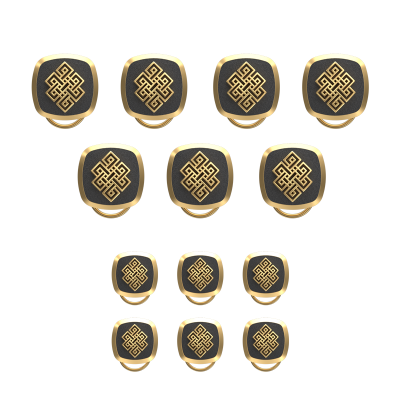 Infinity , Spiritual Button set with 18kt Gold & Black Ruthenium Plating on Brass.