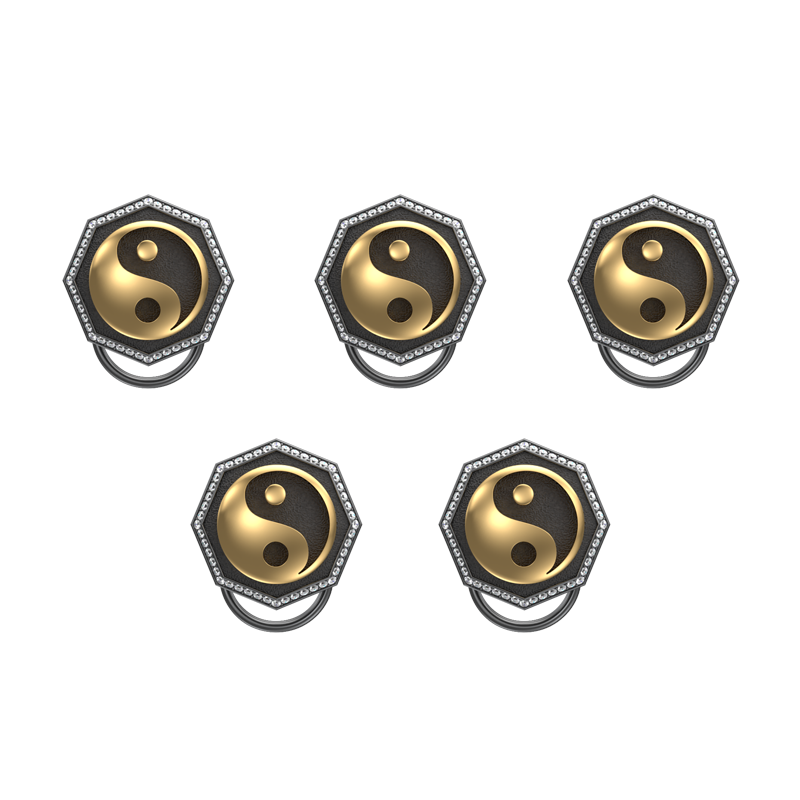 Ying Yang Luxe, Spiritual Button set with CZ Diamonds, 18kt Gold & Black Ruthenium Plating on Brass.