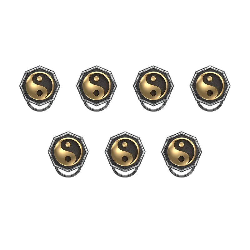 Ying Yang Luxe, Spiritual Button set with CZ Diamonds, 18kt Gold & Black Ruthenium Plating on Brass.