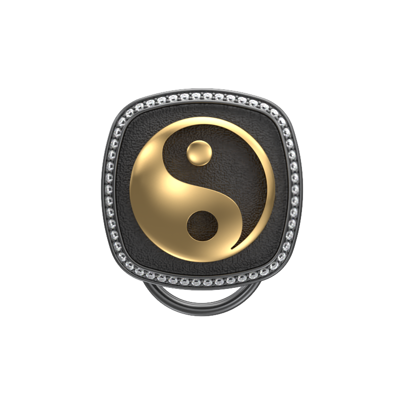 Ying Yang Luxe, Spiritual Button set with CZ Diamonds, 18kt Gold & Black Ruthenium Plating on Brass.