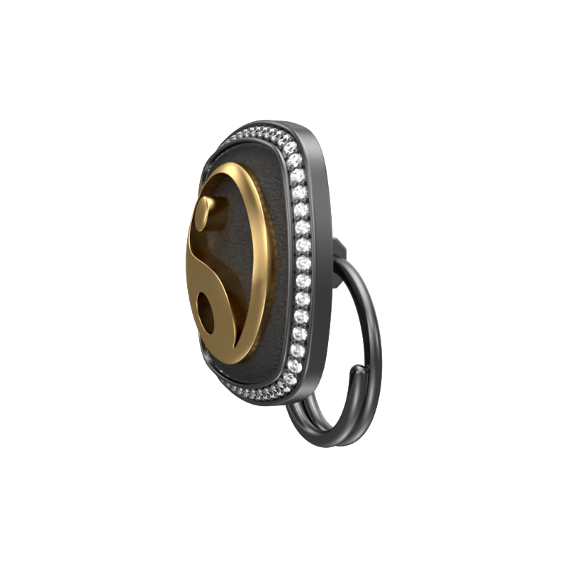 Ying Yang Luxe, Spiritual Button set with CZ Diamonds, 18kt Gold & Black Ruthenium Plating on Brass.