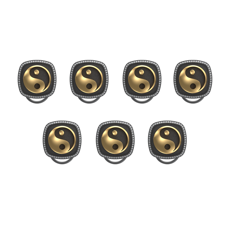 Ying Yang Luxe, Spiritual Button set with CZ Diamonds, 18kt Gold & Black Ruthenium Plating on Brass.