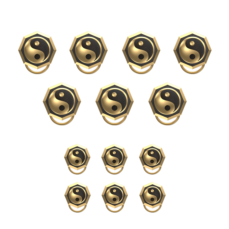 Ying Yang , Spiritual Button set with 18kt Gold Plating & Enamel on Brass.