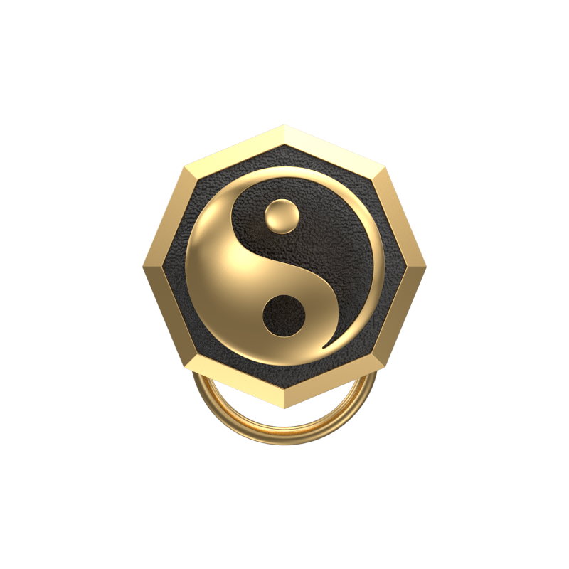 Ying Yang , Spiritual Button set with 18kt Gold Plating & Enamel on Brass.
