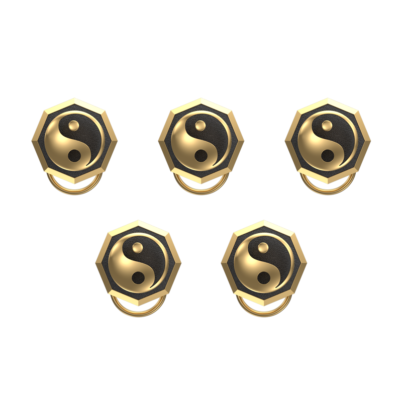 Ying Yang , Spiritual Button set with 18kt Gold Plating & Enamel on Brass.