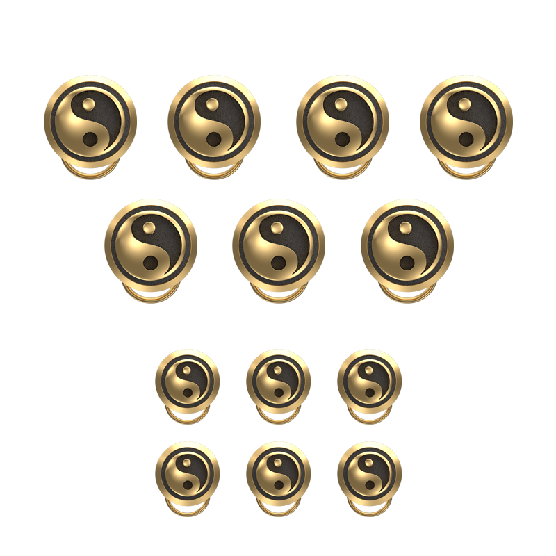 Ying Yang , Spiritual Button set with 18kt Gold Plating & Enamel on Brass.