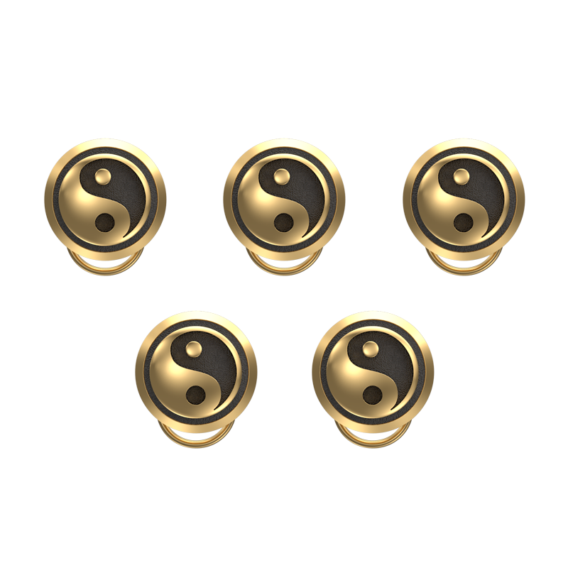 Ying Yang , Spiritual Button set with 18kt Gold Plating & Enamel on Brass.