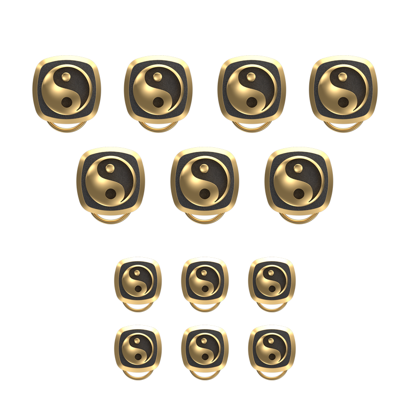Ying Yang , Spiritual Button set with 18kt Gold Plating & Enamel on Brass.