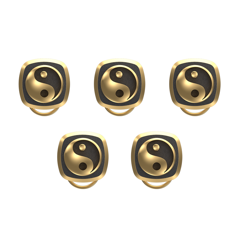 Ying Yang , Spiritual Button set with 18kt Gold Plating & Enamel on Brass.