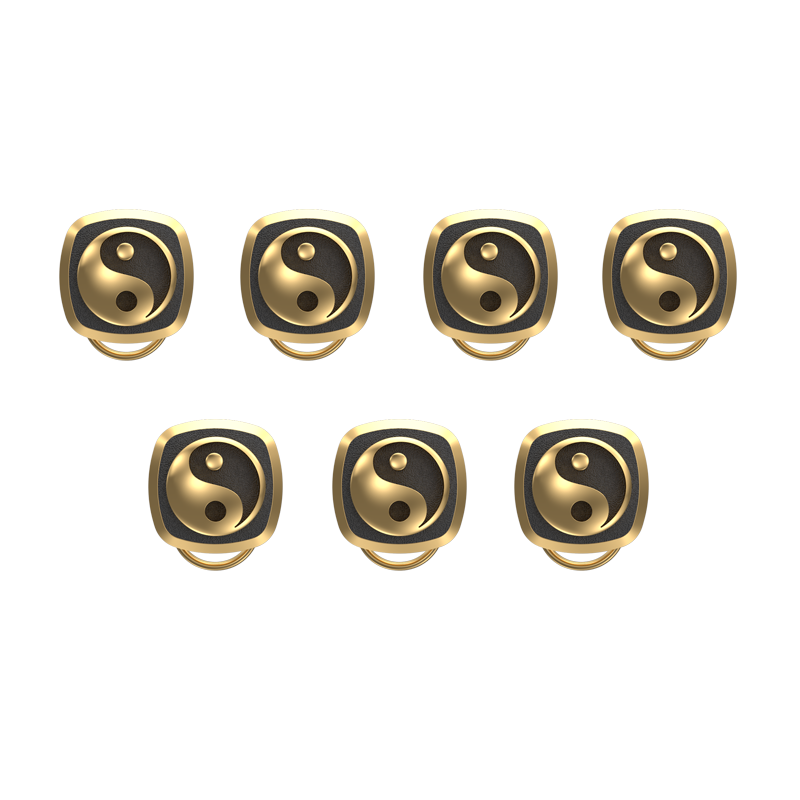 Ying Yang , Spiritual Button set with 18kt Gold Plating & Enamel on Brass.