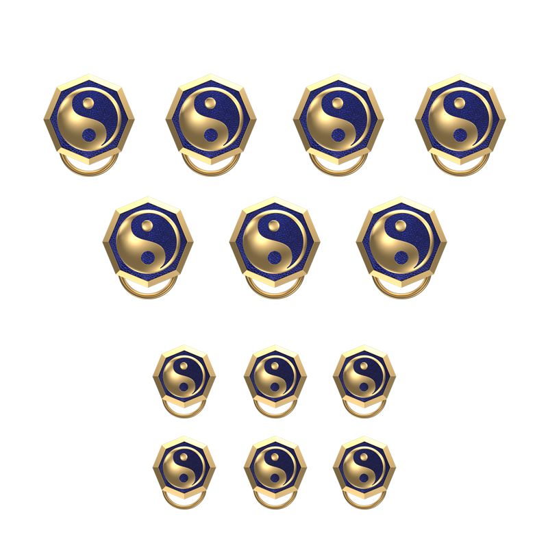 Ying Yang , Spiritual Button set with 18kt Gold Plating & Enamel on Brass.