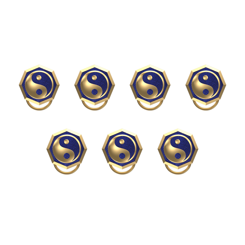 Ying Yang , Spiritual Button set with 18kt Gold Plating & Enamel on Brass.