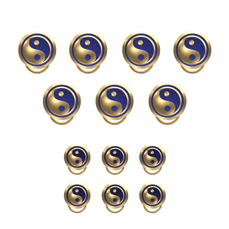 Ying Yang , Spiritual Button set with 18kt Gold Plating & Enamel on Brass.