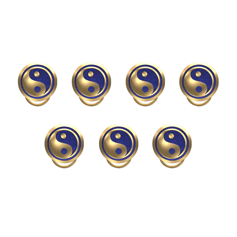 Ying Yang , Spiritual Button set with 18kt Gold Plating & Enamel on Brass.