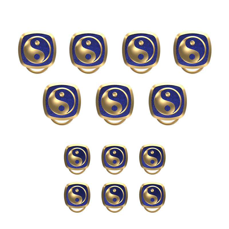 Ying Yang , Spiritual Button set with 18kt Gold Plating & Enamel on Brass.