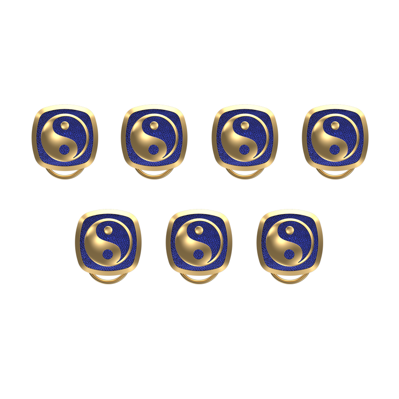 Ying Yang , Spiritual Button set with 18kt Gold Plating & Enamel on Brass.