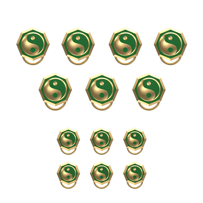 Ying Yang , Spiritual Button set with 18kt Gold Plating & Enamel on Brass.