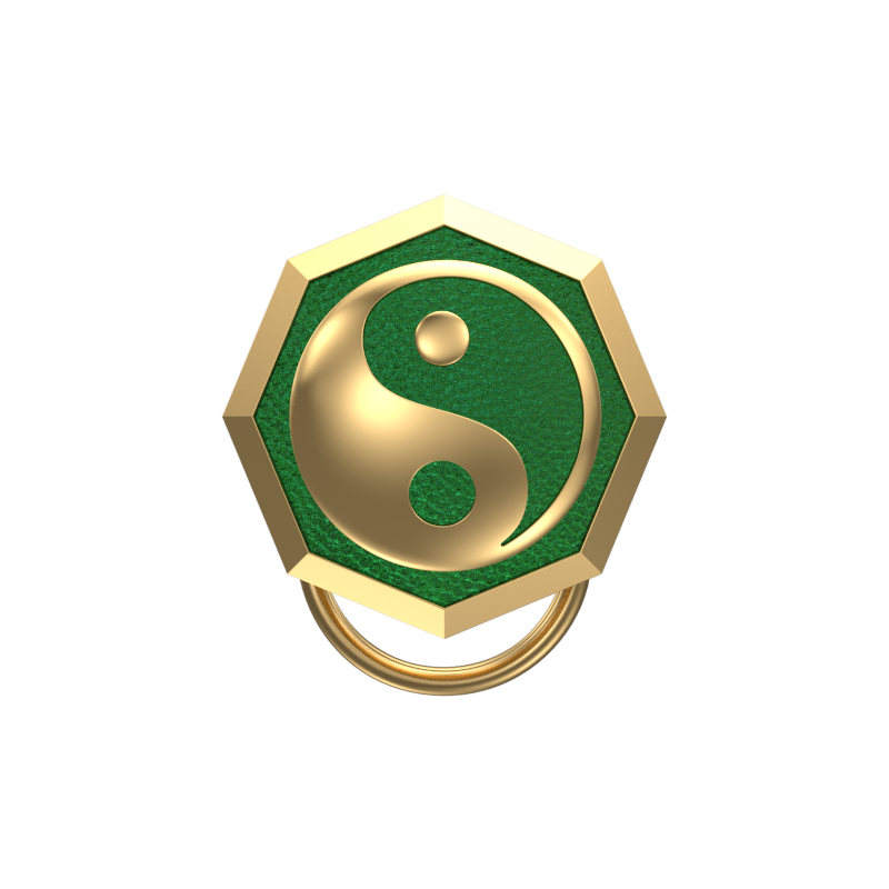 Ying Yang , Spiritual Button set with 18kt Gold Plating & Enamel on Brass.