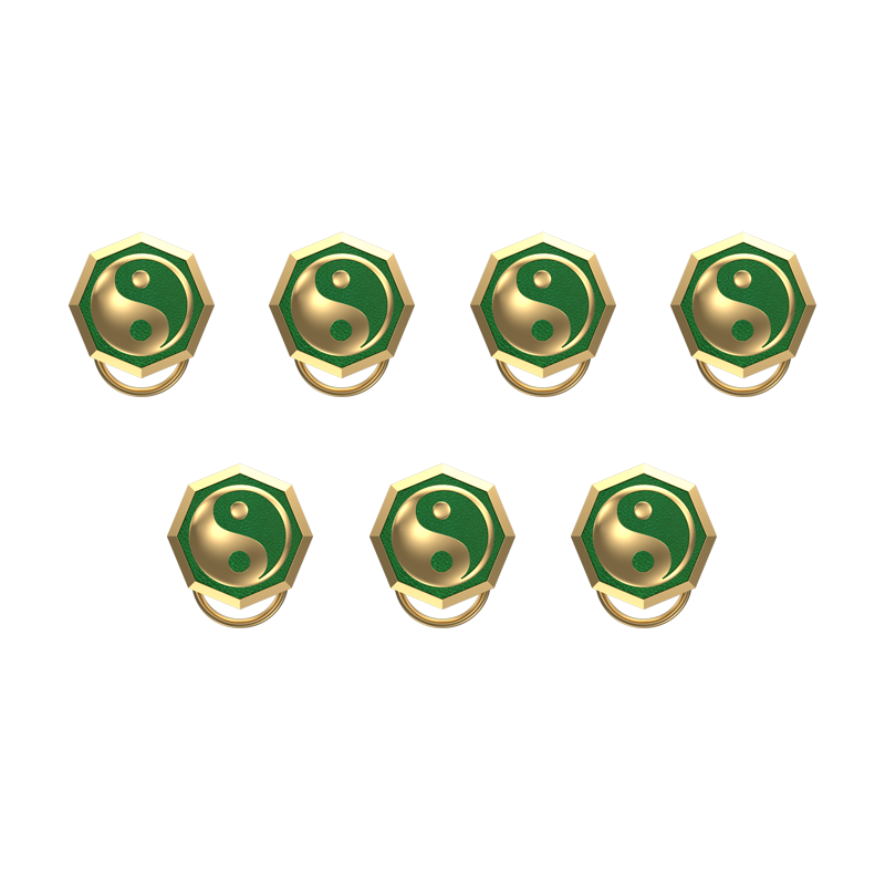 Ying Yang , Spiritual Button set with 18kt Gold Plating & Enamel on Brass.