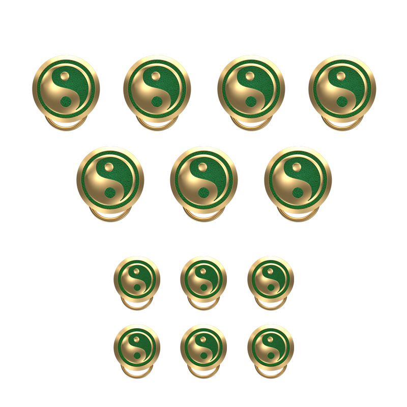 Ying Yang , Spiritual Button set with 18kt Gold Plating & Enamel on Brass.