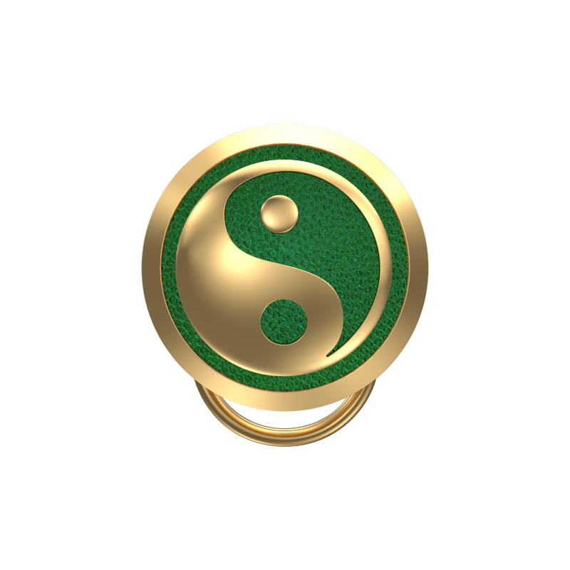 Ying Yang , Spiritual Button set with 18kt Gold Plating & Enamel on Brass.