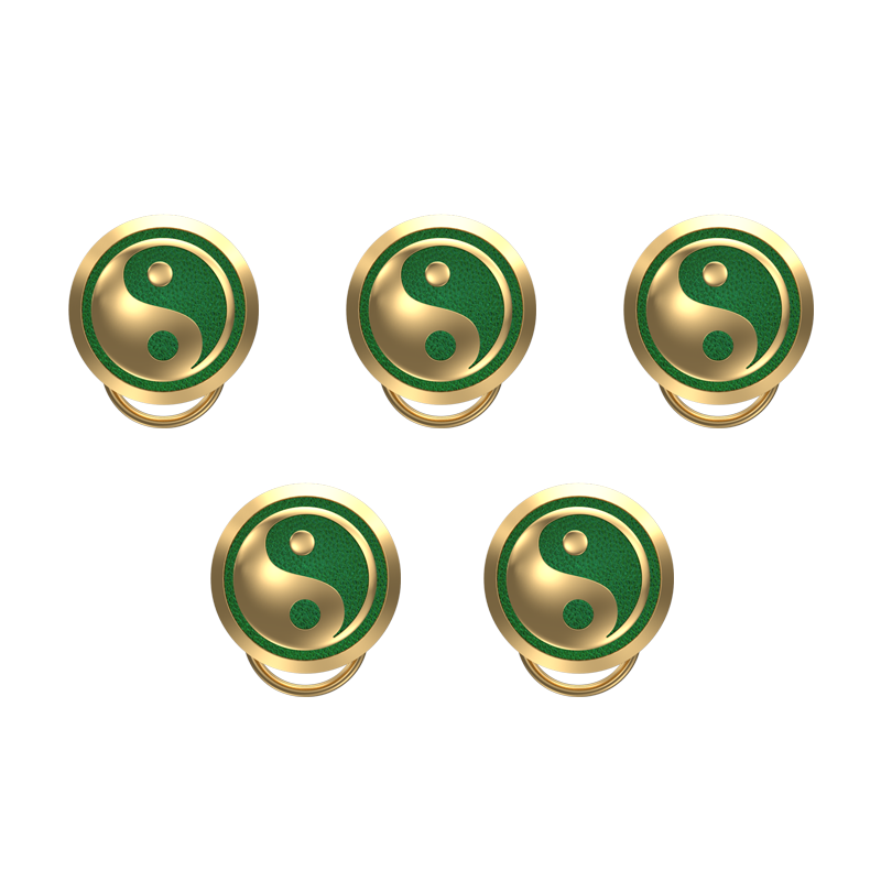 Ying Yang , Spiritual Button set with 18kt Gold Plating & Enamel on Brass.
