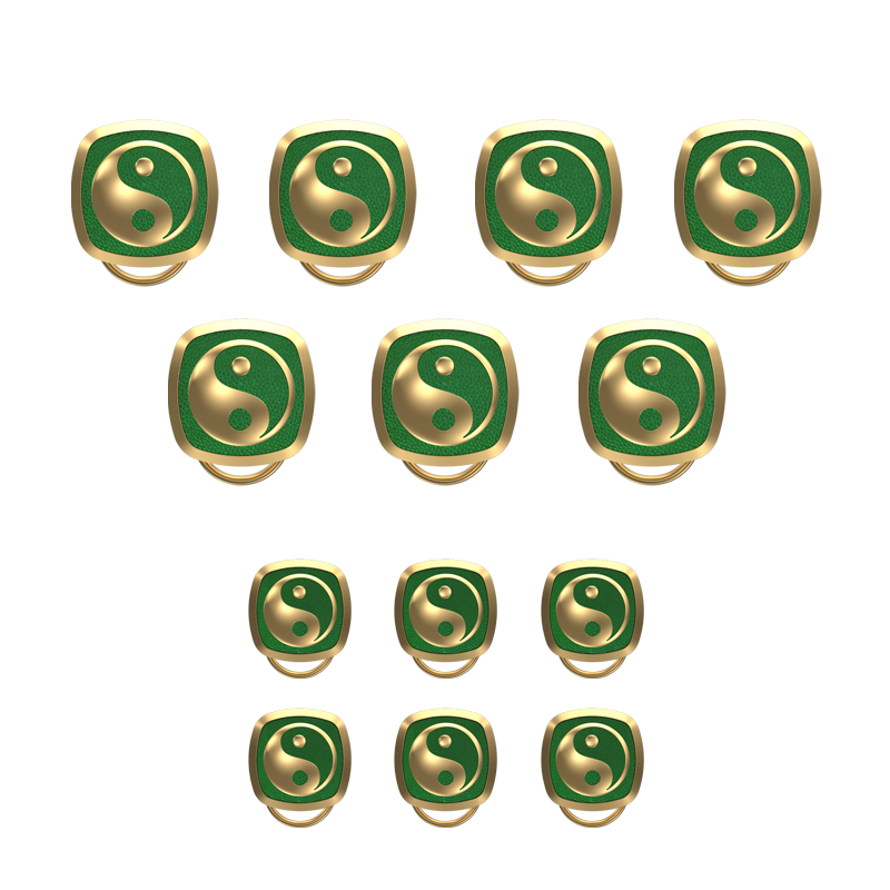 Ying Yang , Spiritual Button set with 18kt Gold Plating & Enamel on Brass.