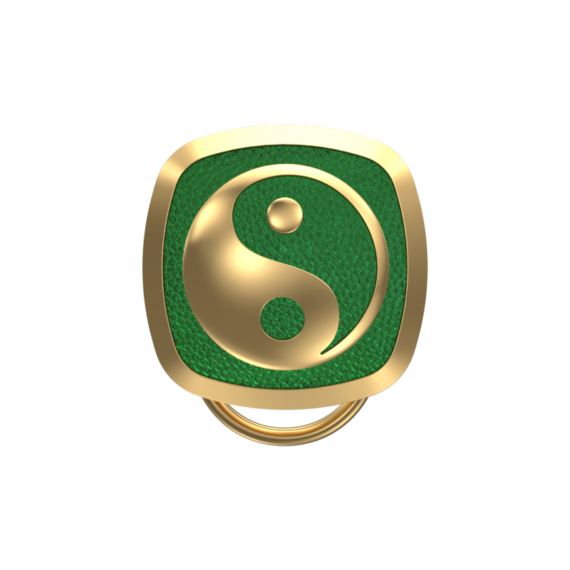 Ying Yang , Spiritual Button set with 18kt Gold Plating & Enamel on Brass.