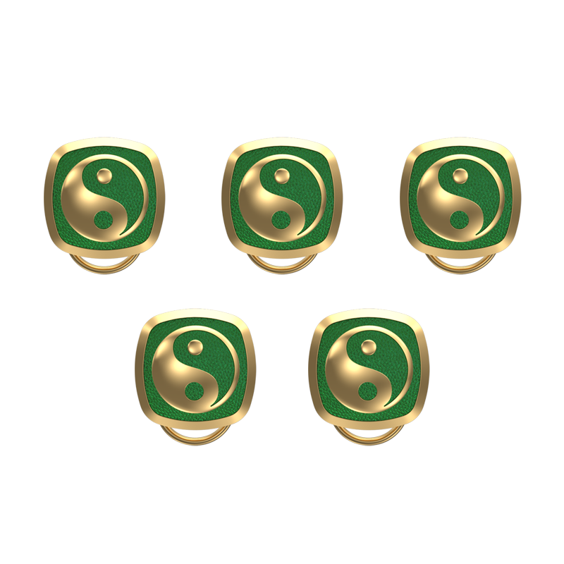 Ying Yang , Spiritual Button set with 18kt Gold Plating & Enamel on Brass.