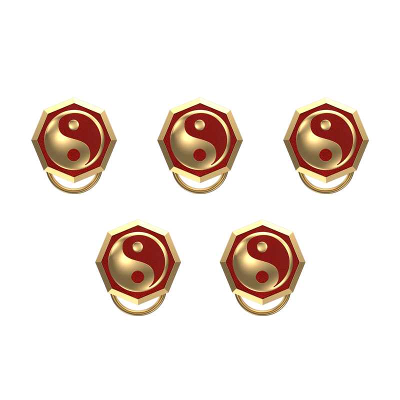Ying Yang , Spiritual Button set with 18kt Gold Plating & Enamel on Brass.