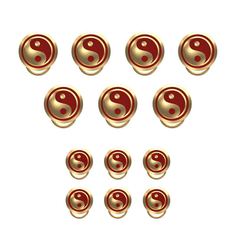 Ying Yang , Spiritual Button set with 18kt Gold Plating & Enamel on Brass.