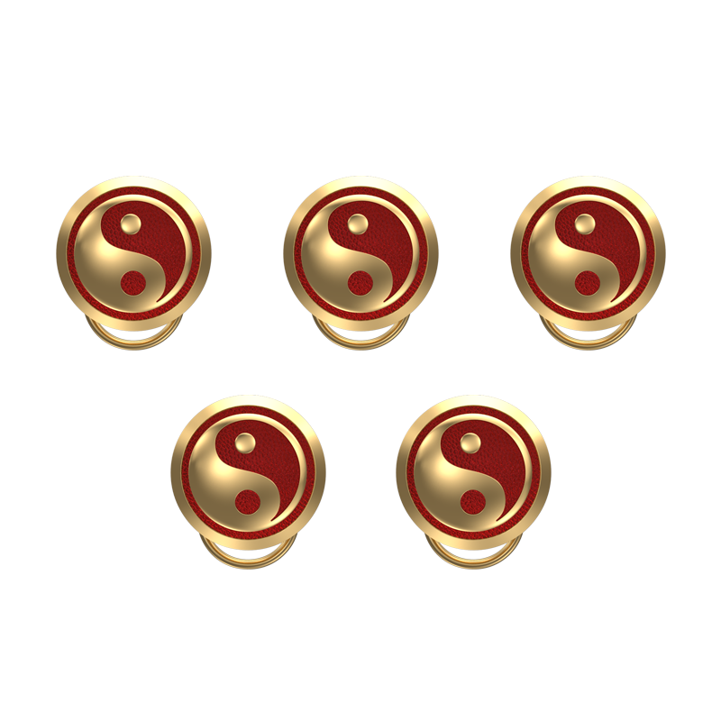 Ying Yang , Spiritual Button set with 18kt Gold Plating & Enamel on Brass.