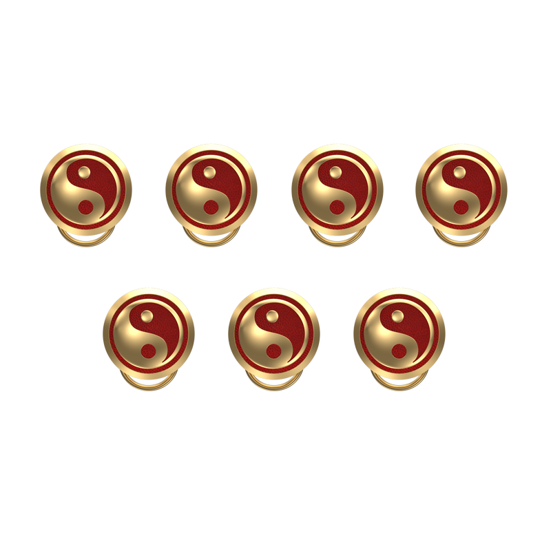 Ying Yang , Spiritual Button set with 18kt Gold Plating & Enamel on Brass.