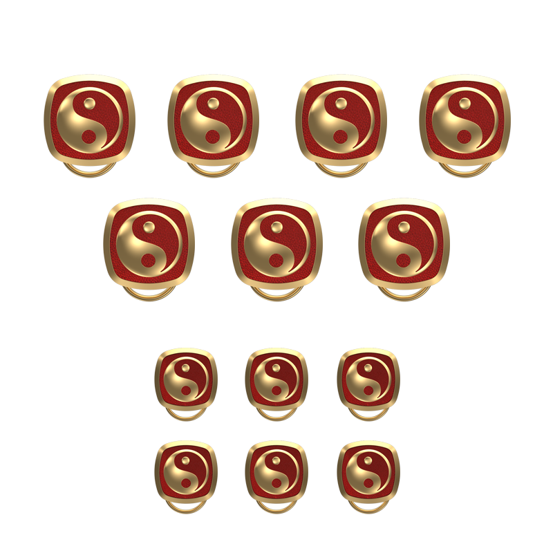 Ying Yang , Spiritual Button set with 18kt Gold Plating & Enamel on Brass.