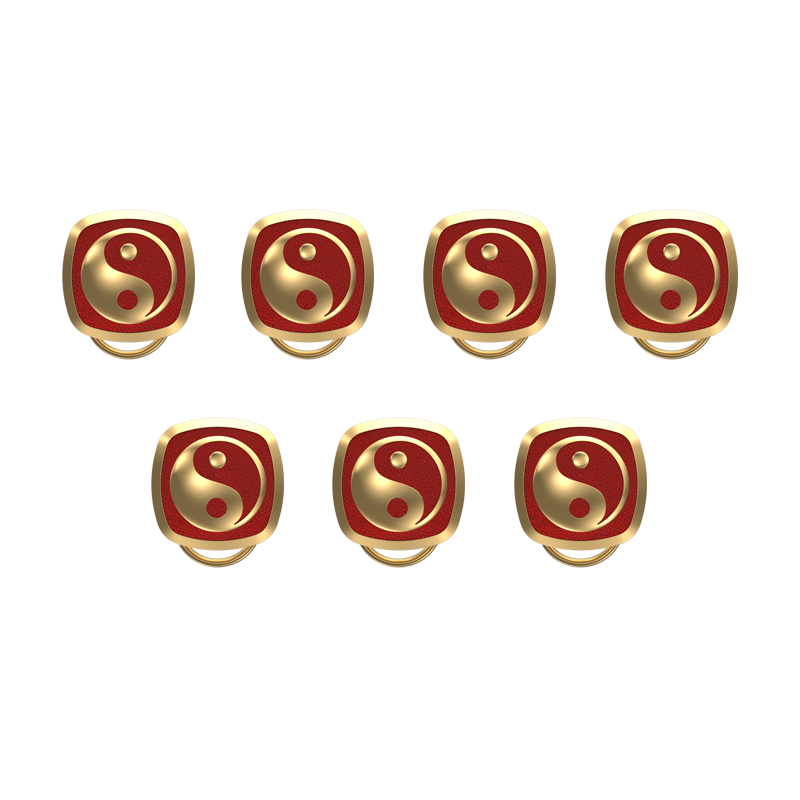 Ying Yang , Spiritual Button set with 18kt Gold Plating & Enamel on Brass.