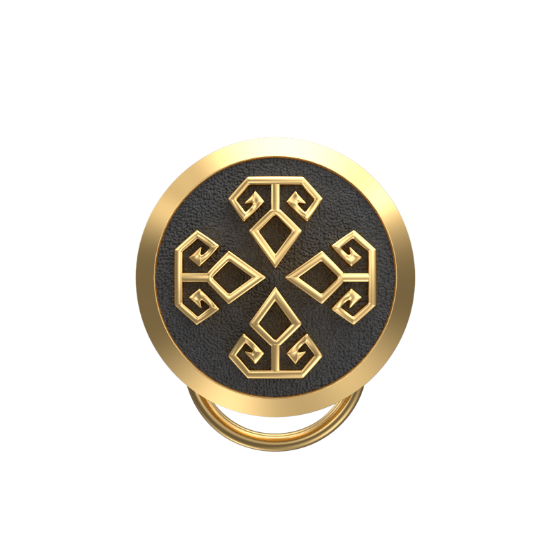 Power , Spiritual Button set with 18kt Gold & Black Ruthenium Plating on Brass.