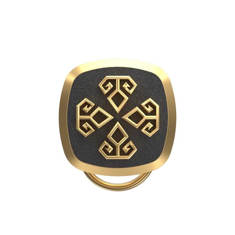 Power , Spiritual Button set with 18kt Gold & Black Ruthenium Plating on Brass.