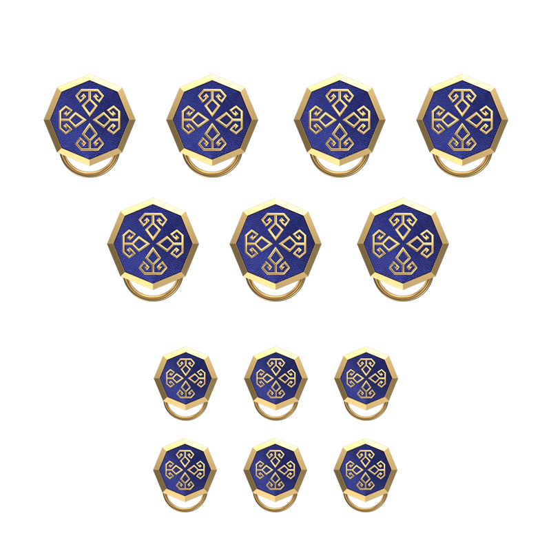 Power , Spiritual Button set with 18kt Gold & Black Ruthenium Plating on Brass.