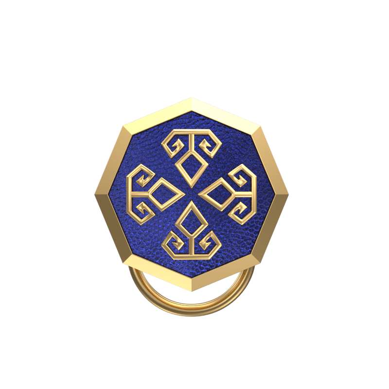 Power , Spiritual Button set with 18kt Gold & Black Ruthenium Plating on Brass.
