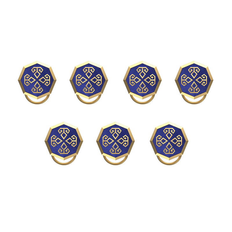 Power , Spiritual Button set with 18kt Gold & Black Ruthenium Plating on Brass.
