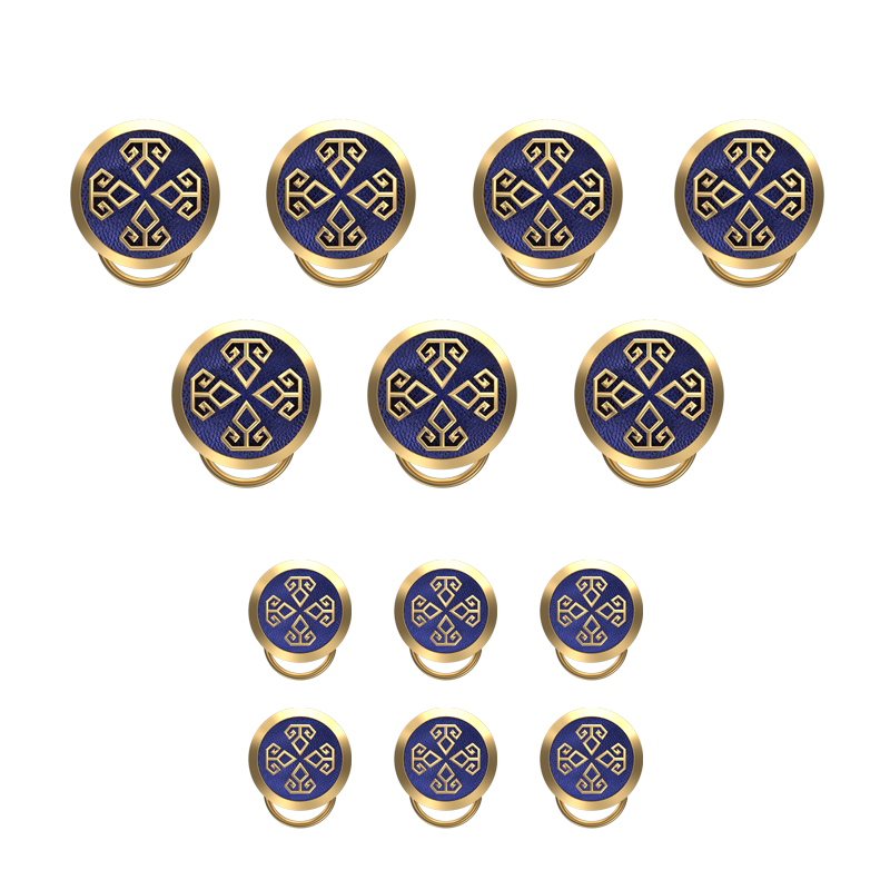 Power , Spiritual Button set with 18kt Gold & Black Ruthenium Plating on Brass.