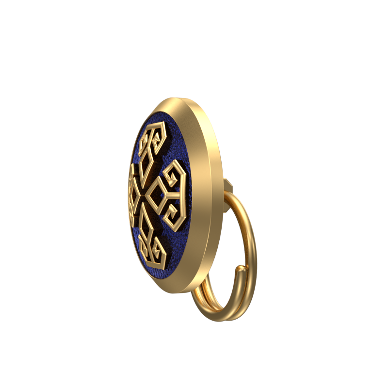 Power , Spiritual Button set with 18kt Gold & Black Ruthenium Plating on Brass.