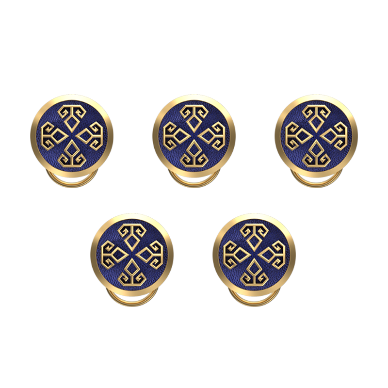Power , Spiritual Button set with 18kt Gold & Black Ruthenium Plating on Brass.