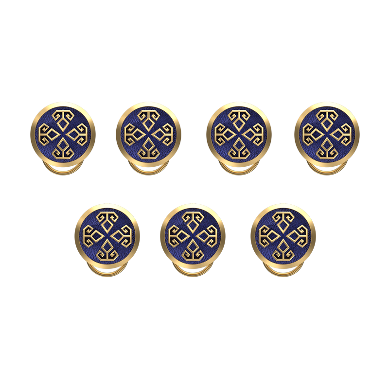 Power , Spiritual Button set with 18kt Gold & Black Ruthenium Plating on Brass.