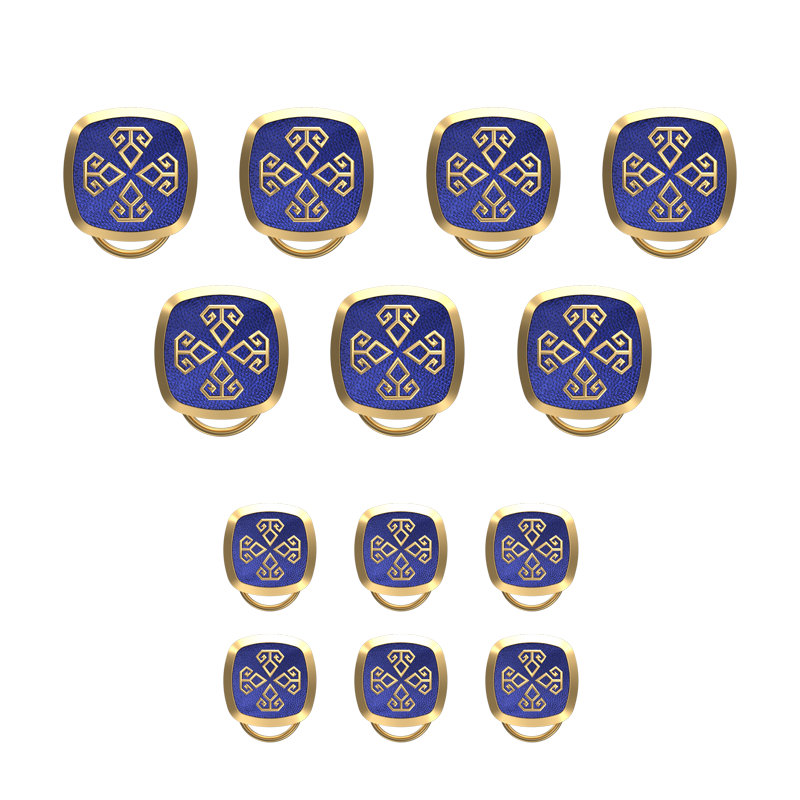 Power , Spiritual Button set with 18kt Gold & Black Ruthenium Plating on Brass.